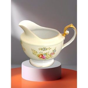Diamond China Creamer Jug Cream with Floral Pattern Made in Japan 4" High